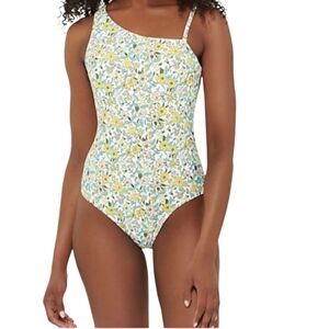 Floral One-Shoulder Women's Swimsuit - Yellow Floral